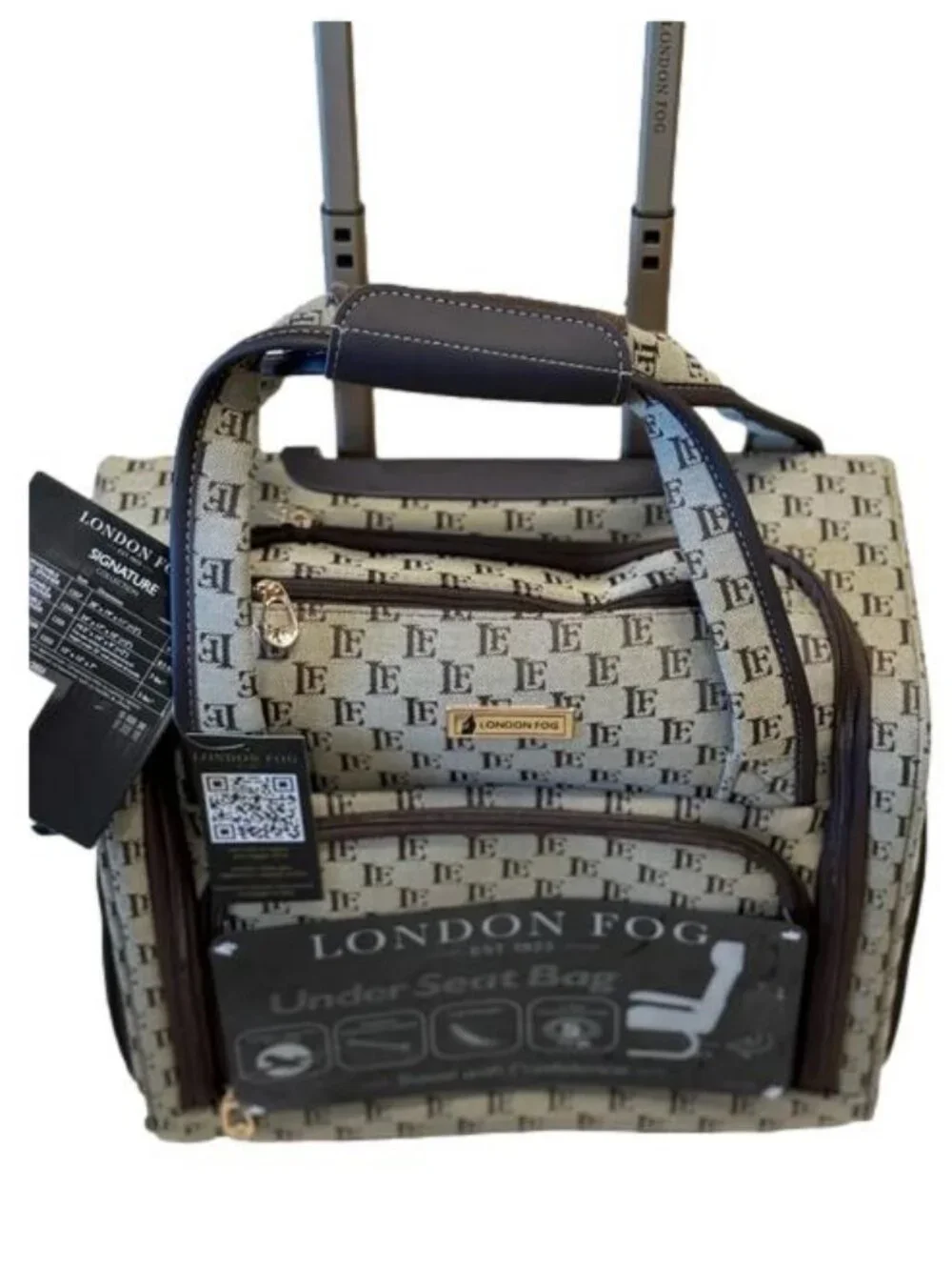 London Fog Under Seat Carryon Signature Roller Bag Logo Black/Gray 15